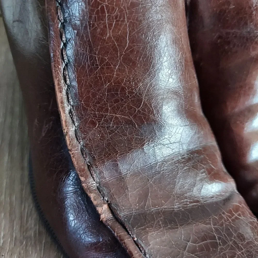 Franco Sarto Vintage Brown Square Toe Side Zip Pumps 6.5